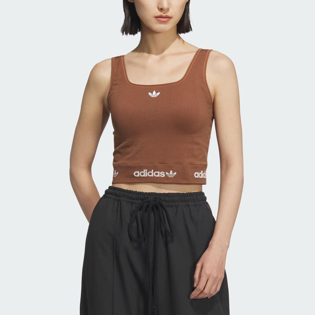 Adidas Originals SS25 Fashion Casual Sleeveless Sports Vest Women Tops Brown Soft-Brown KB6421