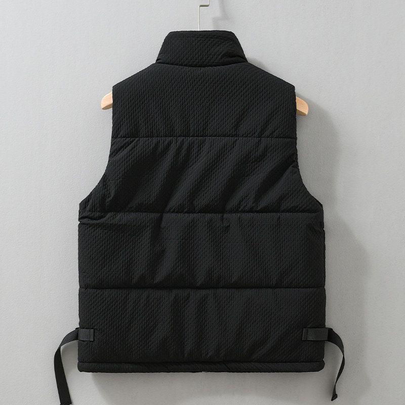 New Style Workwear Cotton Vest for Young Men, Autumn and Winter Fashion Stand Collar Vest, Warm Outerwear Trendy