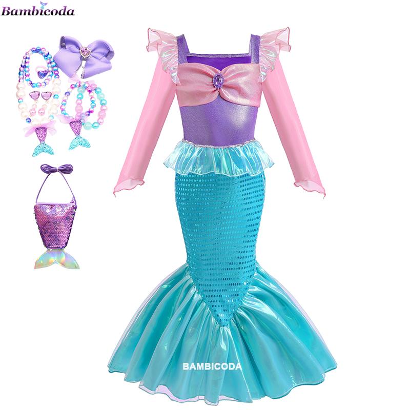 Little Mermaid Dress Princess Cosplay Costume Fish Beauty Birthday Party Halloween Clothing Mermaid Dress For Girl