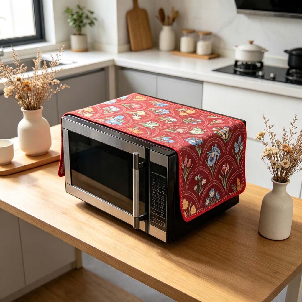 30x90cm Easy to Install Cotton Linen Microwave Dust Cover Anti Dust Cover