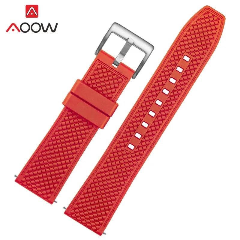 Fluoro Rubber Strap 20mm 22mm Quick Release Soft Sport Waterproof Stainless Steel Butterfly Buckle Men Replacement Watch Band