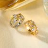 Geometric Multi Strand Bubble Ring for Women Brass Zircon Layered Pave Band Round Dot Statement Fashion Jewelry