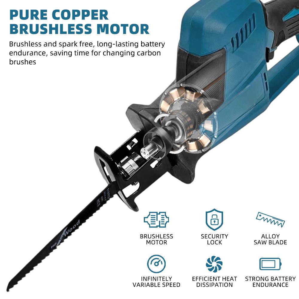 Cordless Electric Reciprocating Saw for Makita Household Brushless Wood Metal Cutting Saw Lithium Battery Saber Saw Power Tool