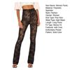 Women Pants High Waist Embroidery Floral Pattern Trousers with Liner Elastic Fabric
