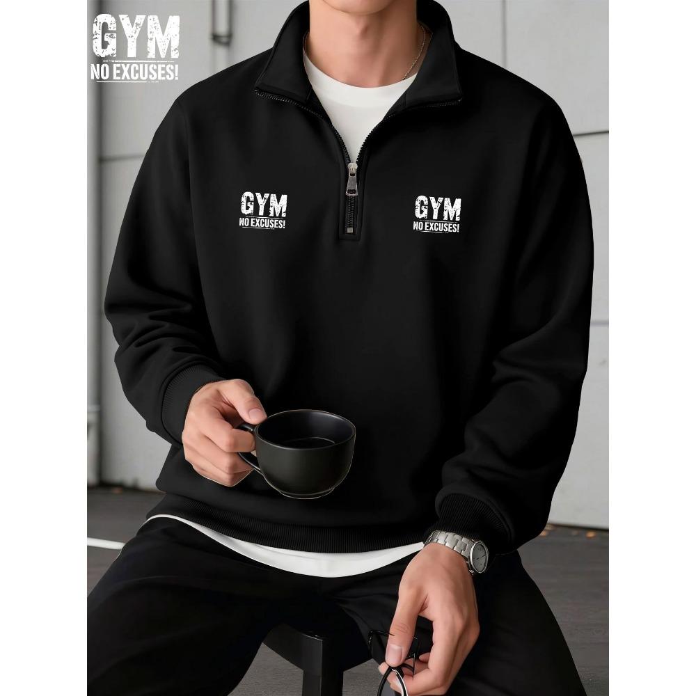 Men's American-style Half-zip Front Zipper Stand-up Collar Sweatshirt, Soft and Comfortable Fabric, Trendy Pullover Hoodie Casual Sweatshirt