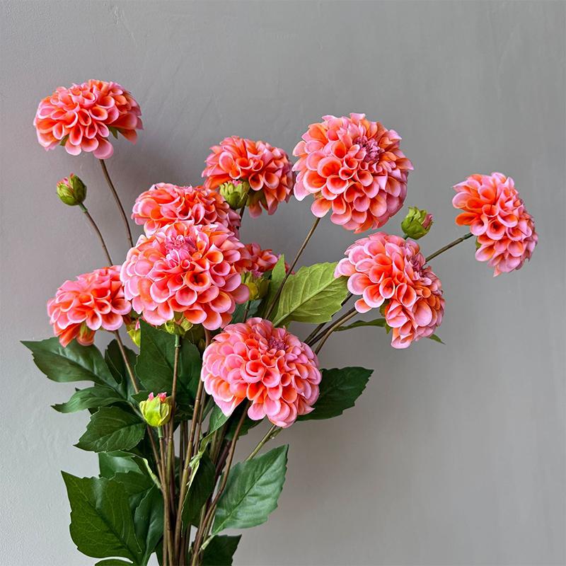 Artificial Moisturizing 2Head Dahlia Real Touch Flowers Bridal Bouquet Wedding Decoration Party Floral Home Decor Dahlia