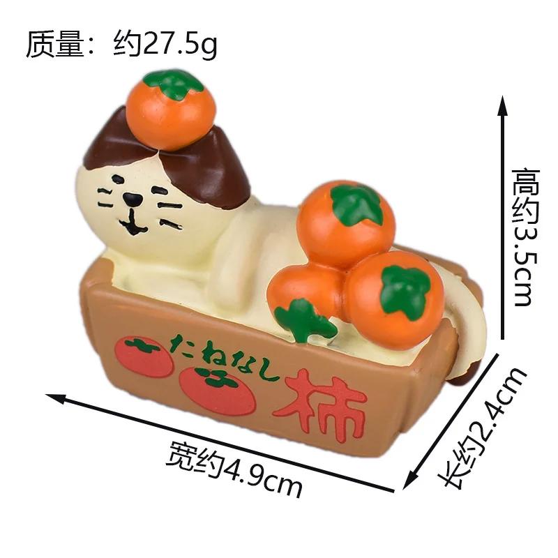 INS ZAKKA Resin Ornaments Autumn Harvest Chestnut Series Persimmon Tree Thief Cat Camera Prop Japanese Mini Home Decoration Gift
