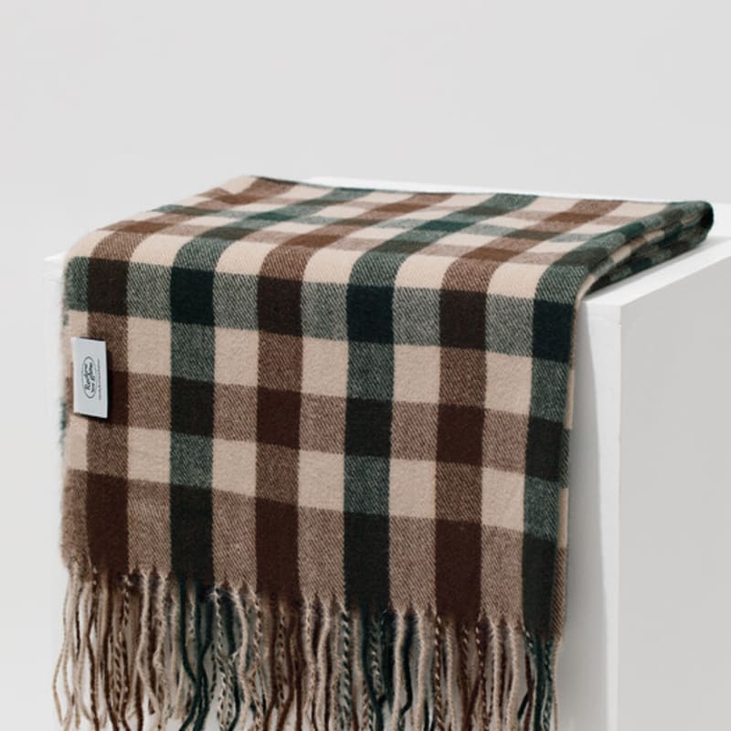 RECLOW BLOCK Tartan Check Muffler GREEN BROWN
