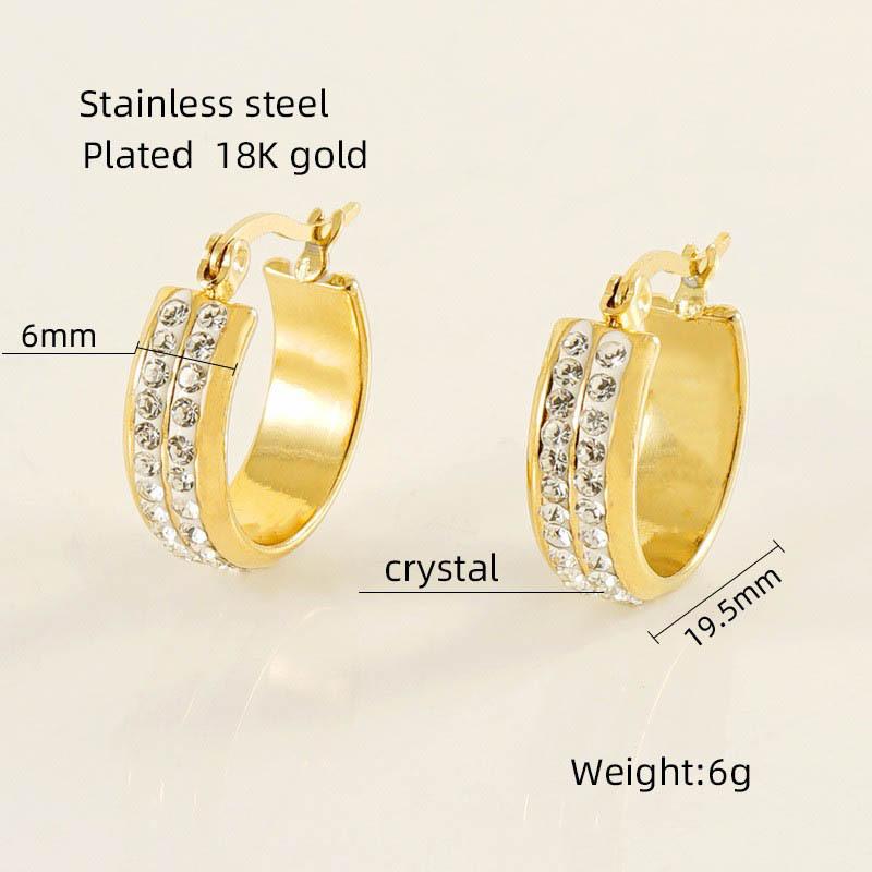New titanium steel fashionable round diamond earrings niche design high sense elegant temperament earrings women