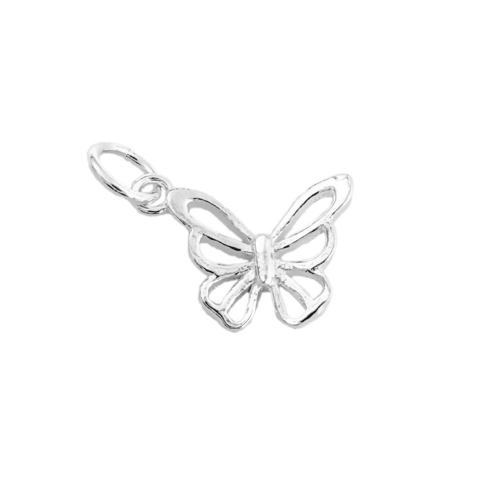 Sterling Silver Butterfly & Flower Pendant Charm for DIY Bracelets and Necklaces