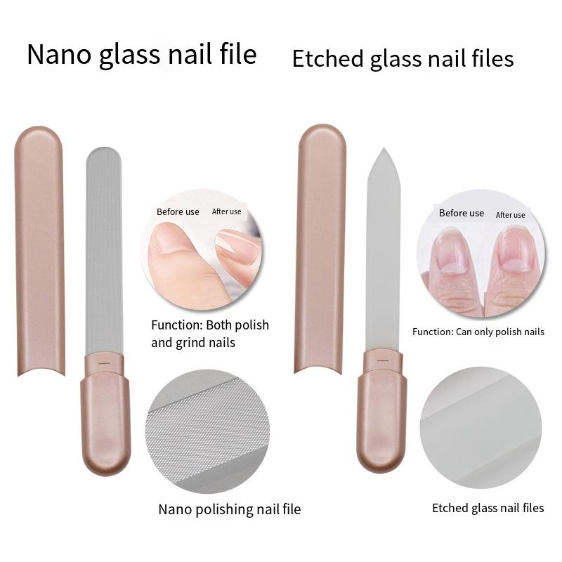 Portable Nail File Glass Buffer Crystal Fingernail Shaper Manicure Tool Double Sided Durable Polishing Strip Ergonomic Handle