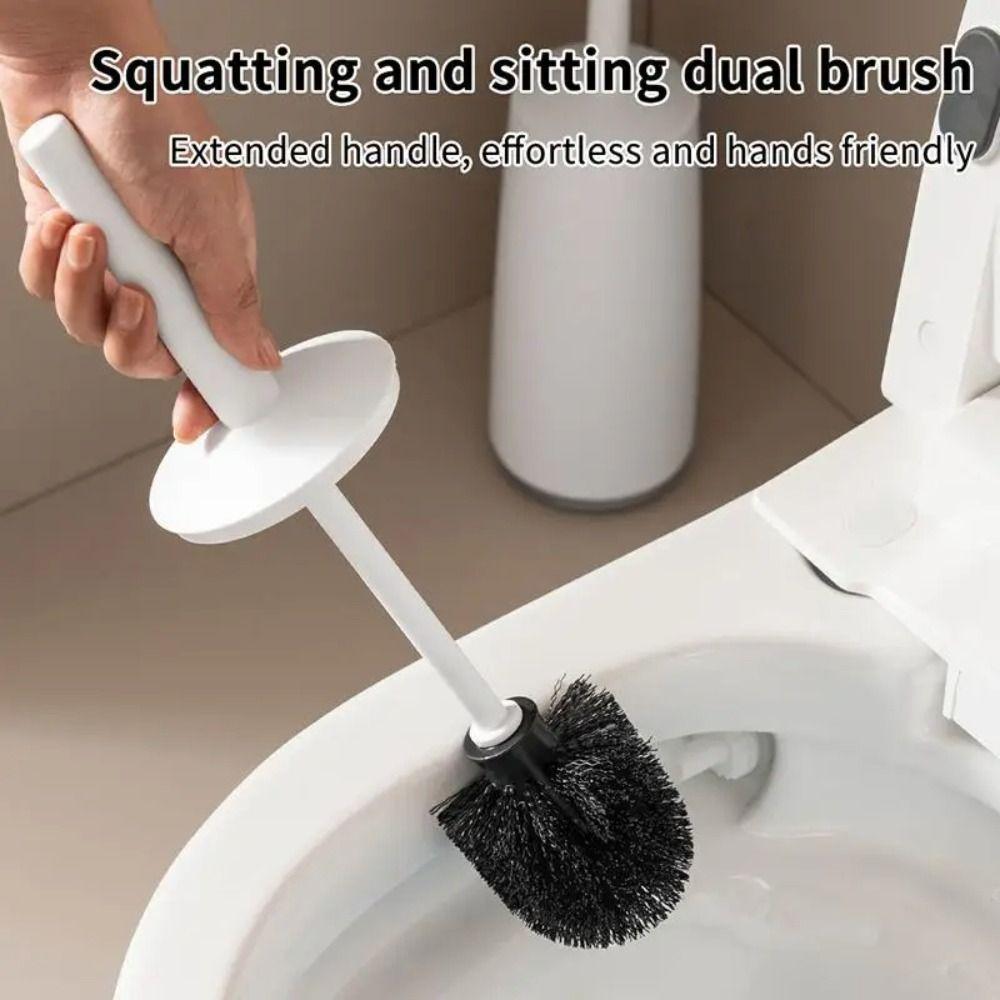 Soft Bristle Toilet Brush With Base Long Handle Toilet Brush Set Toilet Scrubber Deep Cleaning