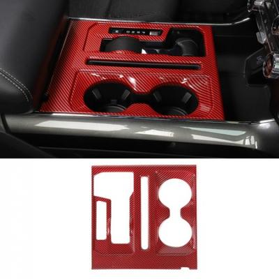 Central Control Gear Shift/Cup Holder Cover Trim For Ford F150 + Red Carbon