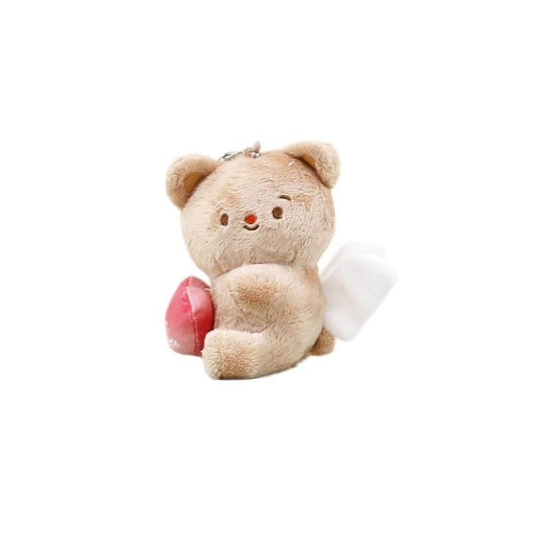 Adorable Heart Wing Butter Yellow Bear Plush Toy Keychain For Cute Bag Decor