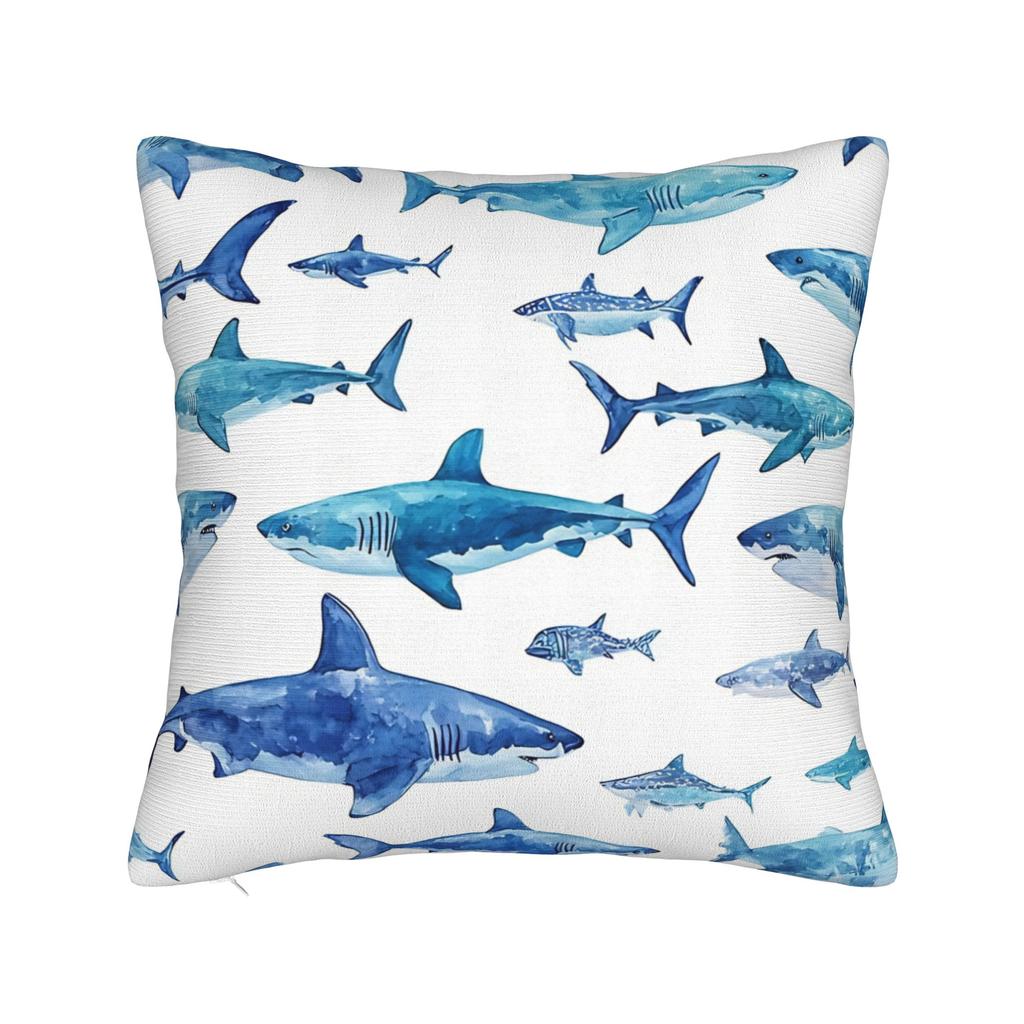 Pillow Cover Sharks Fantastic Animals Vintage Watercolor Pattern Vintage Pillow Case For Living Room Chair Pillowcases