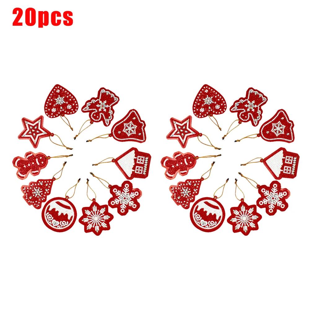 10/20/30pcs DIY Full Drills Diamond Painting Christmas Tree Pendant Hanging Ornament Christmas Decoration Natal Navided