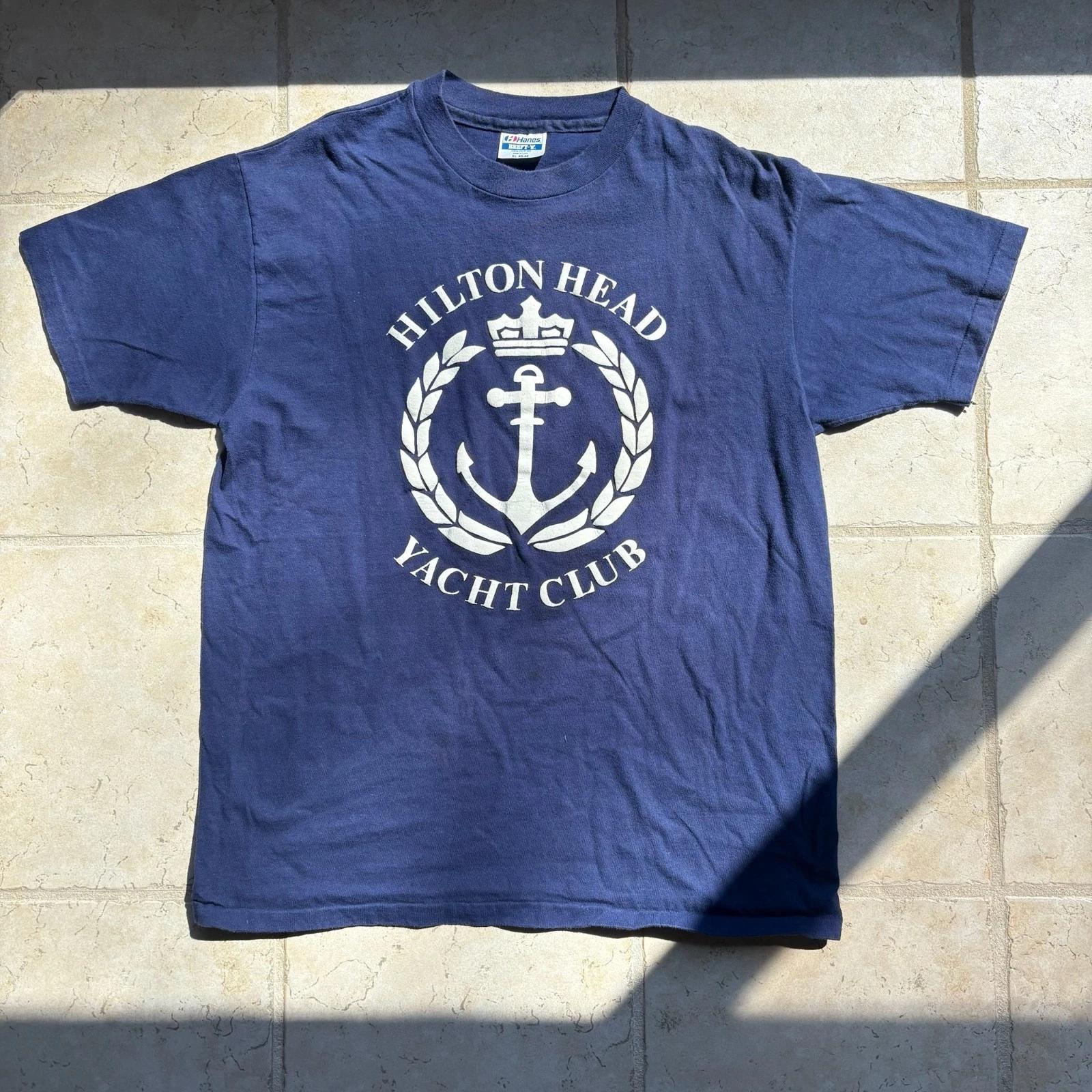 

Vintage 1990s Hilton Head Yacht Club T Shirt Made In USA Single Stitch XL 3XL