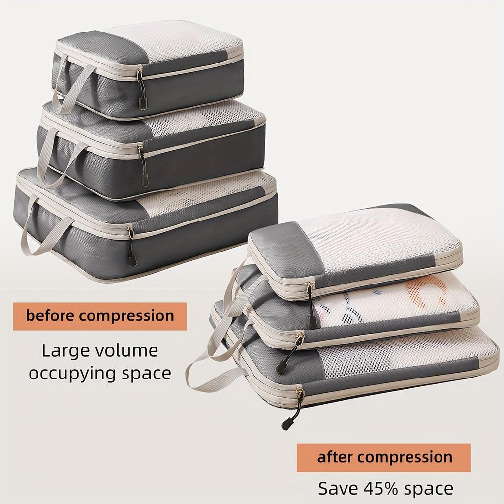 3-piece Travel Compression Storage Bag, a Must-have for Organizing Luggage and a Portable Compression Pack.