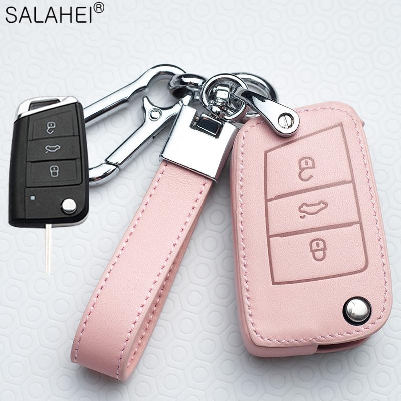 Car Key Case For VW Volkswagen Polo Golf 4 5 6 7 T5 Passat B6 B5 B8 Magotan For Skoda Octavia A5 A7 Kodiaq Seat Leon Ibiza Ateca