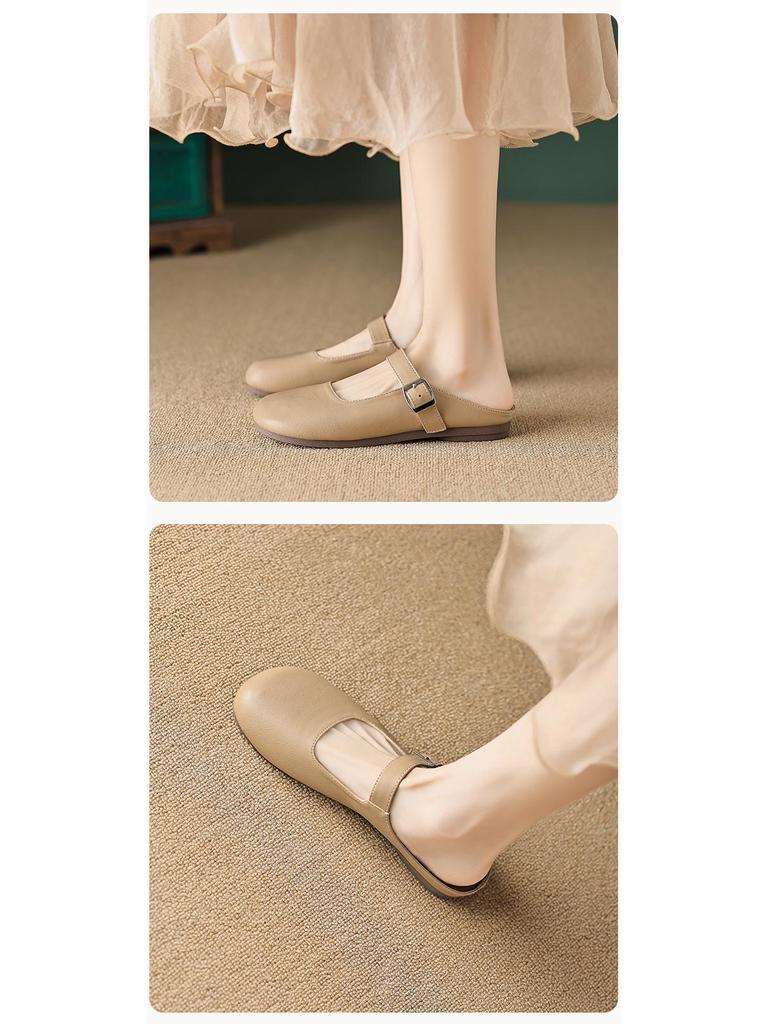 Weiwei Women's Retro Summer Flat Half-Slippers - Plus Size, Easy Slip-On