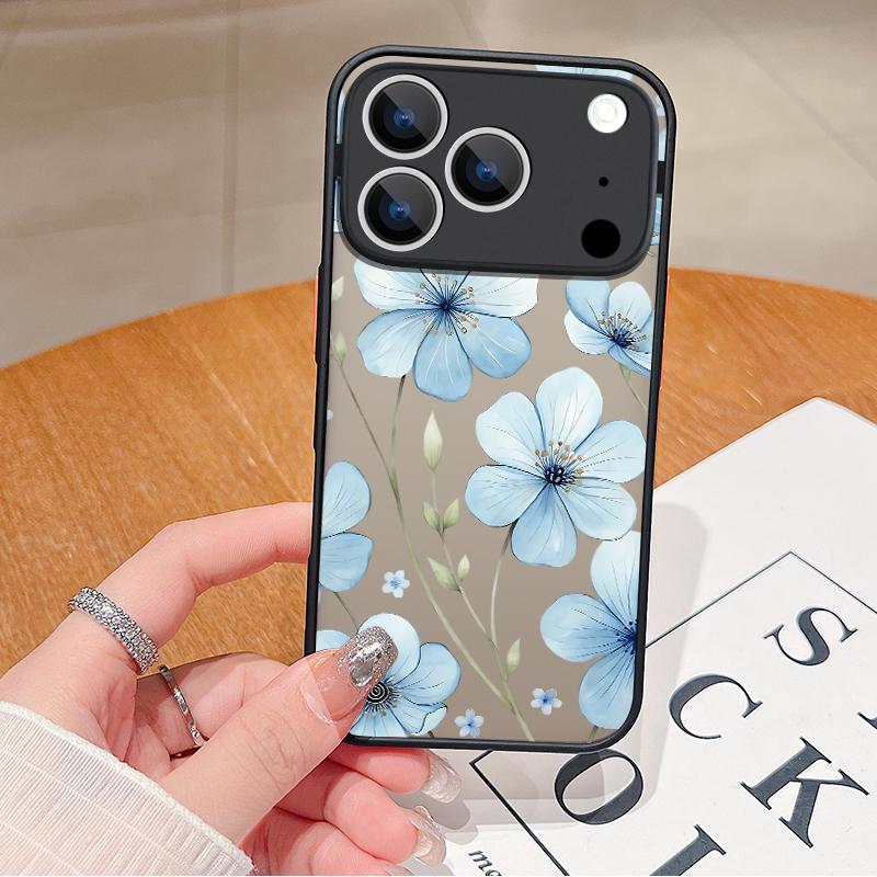 

Purple Flowers Pattern Phone Case For iPhone Air 16e 17 16 15 14 17 Pro Max 13 16e Shockproof Hard PC Soft Edge TPU Cover iPhone 11 серый