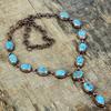 Copper blue turquoise necklace electroformed copper necklace gemstone adjustable chain necklace handmade latest design jewelry gifts for her