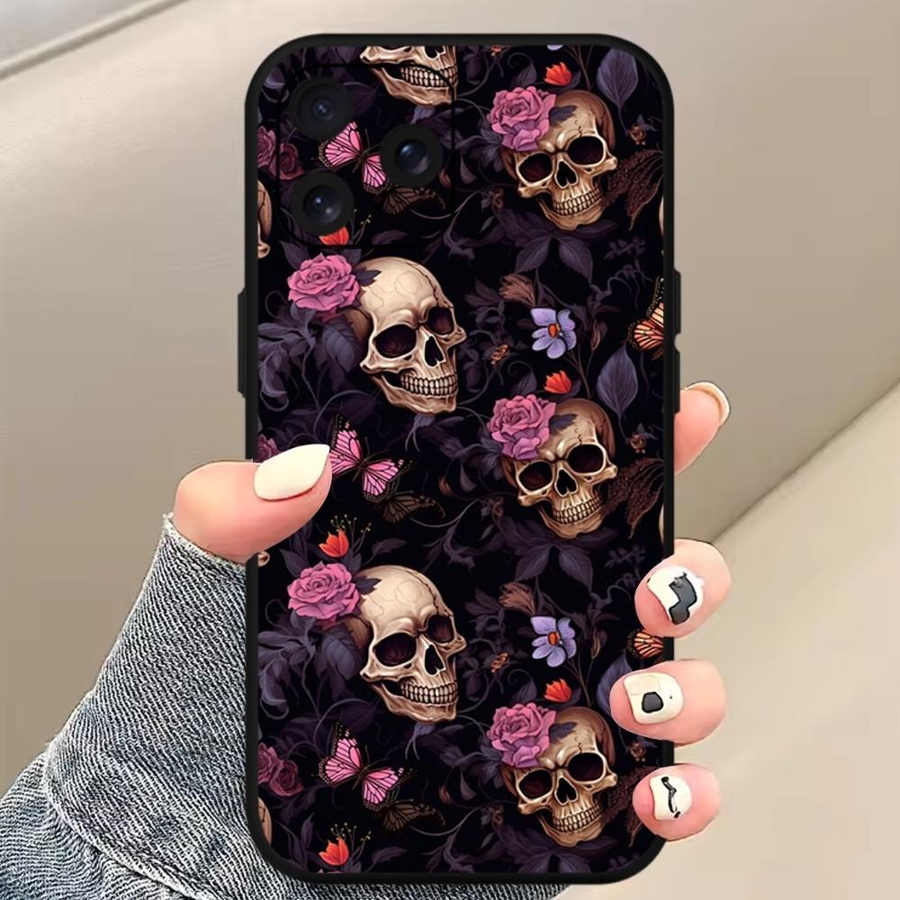 Deluxe Skull Dead Flowers Phone Case For Xiaomi 10 12 Poco M3 X3 Nfc Redmi 10 11S Lite Ultra 4G 5G Black Soft Shelll