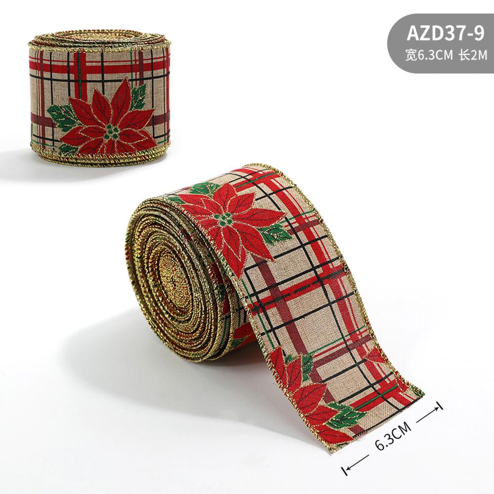 6.3CMx2M Christmas Bow Ribbon Imitation Hemp Ribbon Decorative Bow Accessories Snowflake Christmas Ribbon