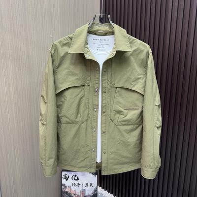Spring New Functional Tooling Shirt Jacket Fashion Versatile Solid Color Lapel Jacket Men'S Long Sleeve Shirt Tide