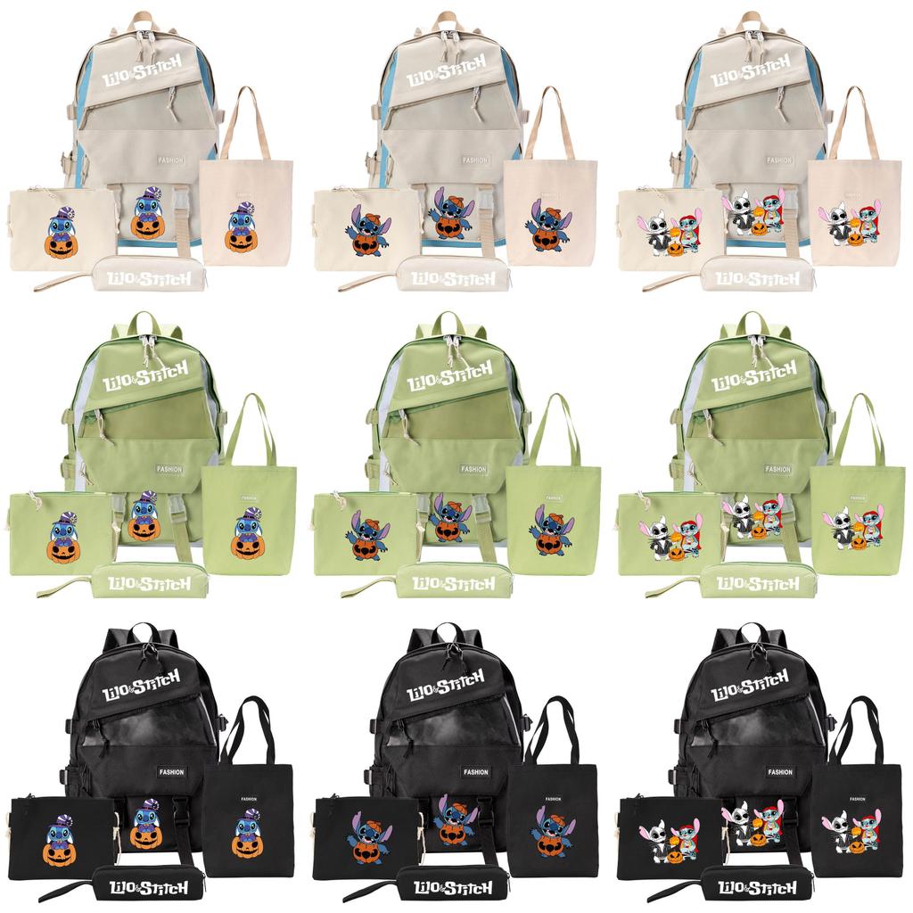 Stylish And Versatile Stitch Backpack Set With Four Unique Pieces For Students