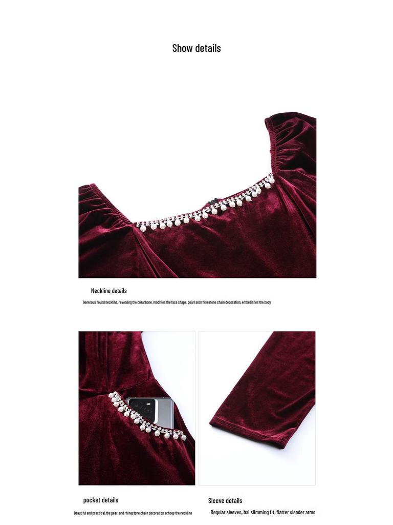 2025 Spring Velvet Plus Size Loose Dress - High-End Petite Style from Internet Celebrity Douyin Live