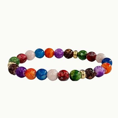 Charm Vacation Style Beaded Bracelet Hand Jewelry Bracelet Boho Fashion Mandala Yoga Colorful Stone Beads Meditation