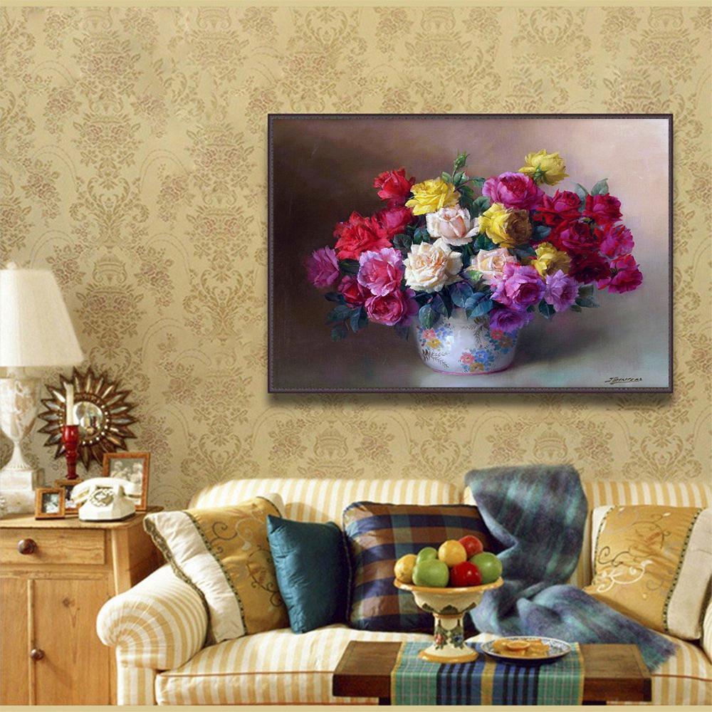 

HUACAN 5D DIY Алмазная картина Красочная роза Вышивка крестом Наборы стразов Full square 30*40 cm