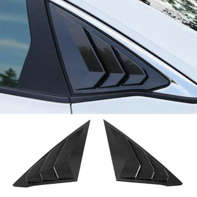 2PCS Side Window Louver Shutter Cover Trim For Honda Civic 11th + Carbon Fiber ABS Black