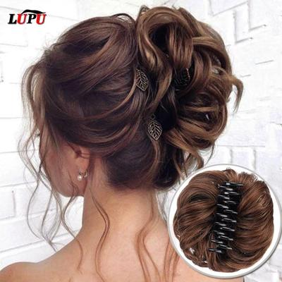 Synthetischer Haarknoten, Clip-in-Chignon-Haarteil, lockiger, unordentlicher Dutt, Pferdeschwanz-Haarverlängerungen, Scrunchie-Haarteile für Frauen