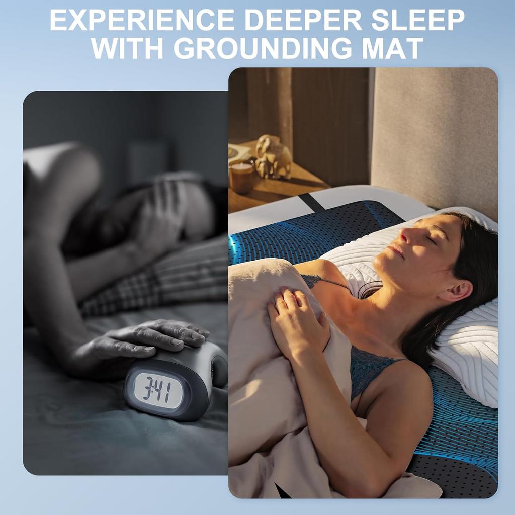 Mattress Pads, Grounding Mat for Bed, Earthing Mat Grounding Pad for Sleeping, Reduced Anxiety, Inflammation, Headache Relief, Balance, Grounding