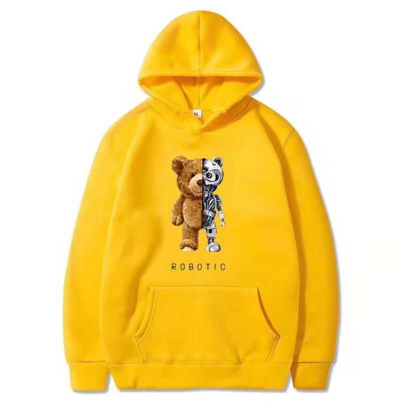Men's Violent Bear Print Hoodie - Trendy European Fashion Pullover