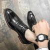 Men's Retro British Leather Shoes Men's Business Dress Casual Youth Breathable Pointed Shoes Groom Wedding Gift Shoes