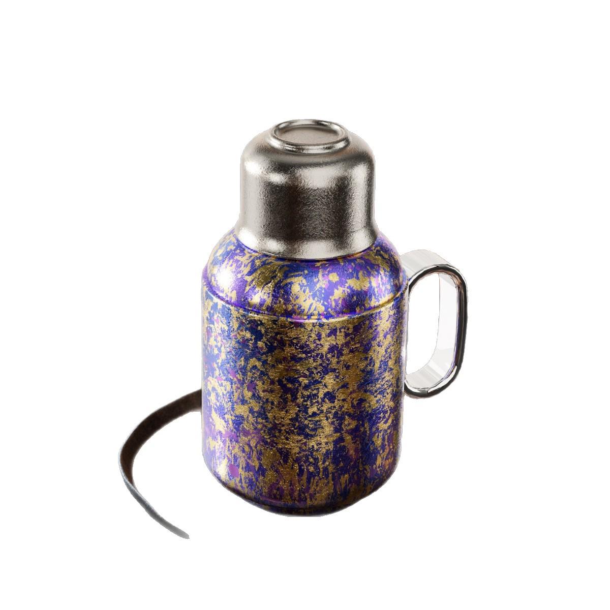 Engraved Pure Titanium Insulated Tea Cup: Large Capacity, Portable & Healthy Silver Pure Titanium Oriental Pot