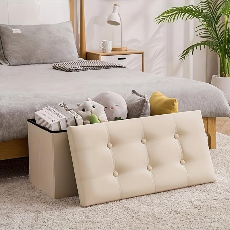 YOUDENOVA Skládací úložný prostor s otomanem a stupínkem Vhodné pro obývací pokoje a PU 160 kg Nosnost Stolička, Dvojsedák, Úložný prostor, Podnožka, Stolička, Pokoje,