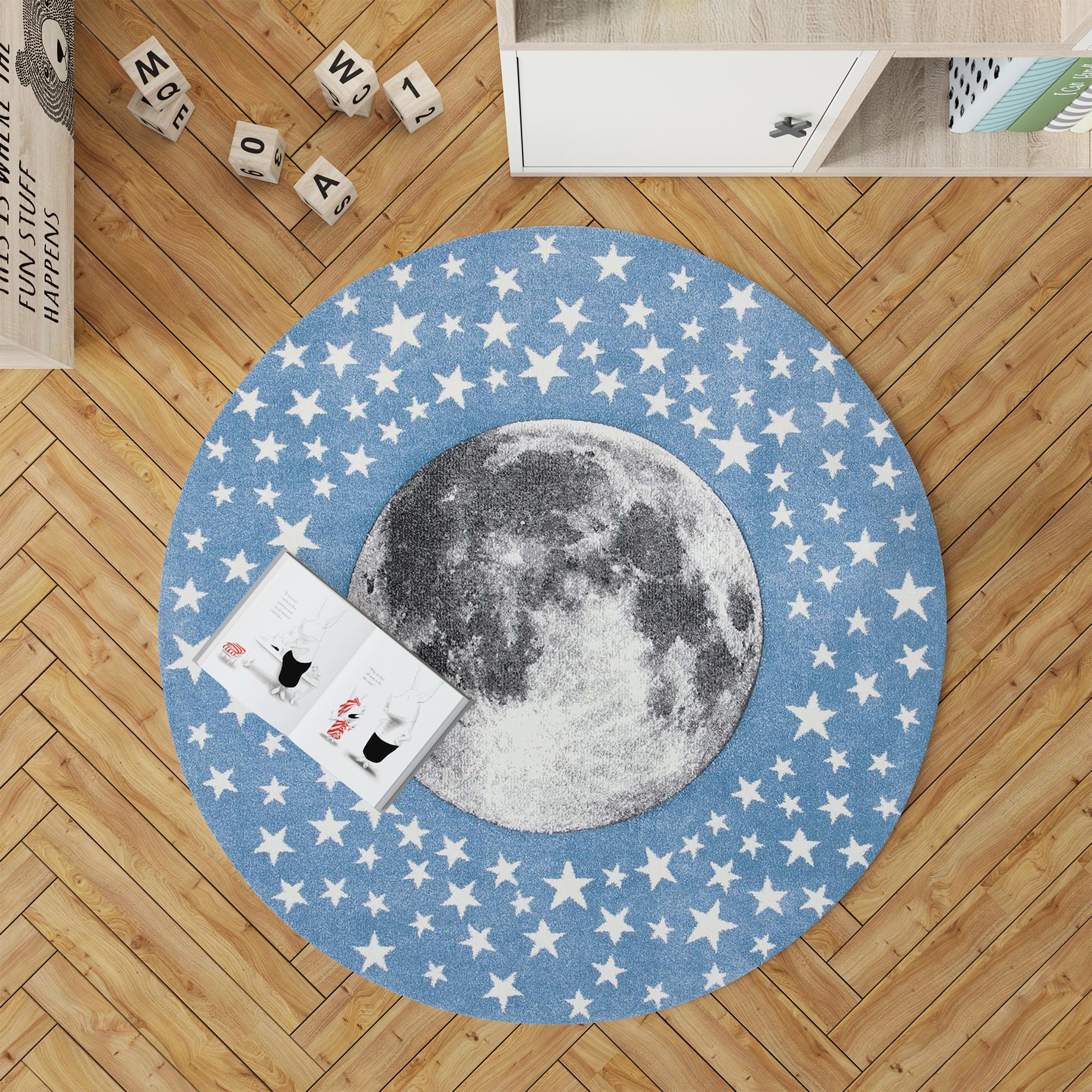 

Декоративным сплетенный хлопком низкопробный сплетенный машиной луны и картины звезд, ковер комнаты тонкого пятна устойчивый Вашабле современный 50 x 50 cm