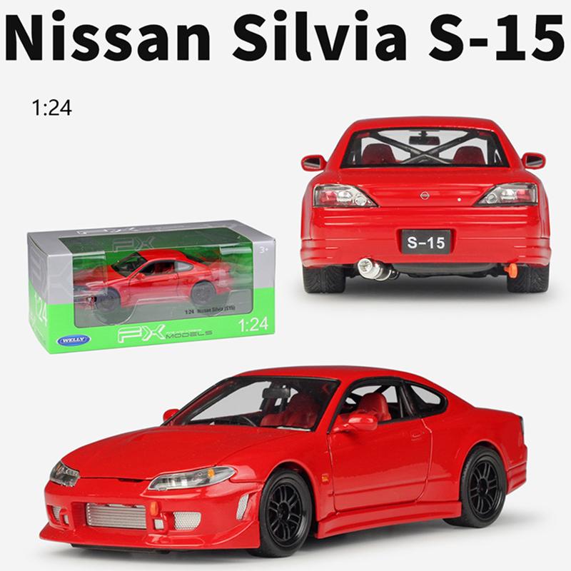 

Масштаб 1/24 Welly Nissan Silvia S-15, модель автомобиля из сплава, литье под давлением, металлические игрушечные автомобили, модель автомобиля, коллекция высокой имитации, детские подарки 1/24-18.6x7.4x5.3cm красный