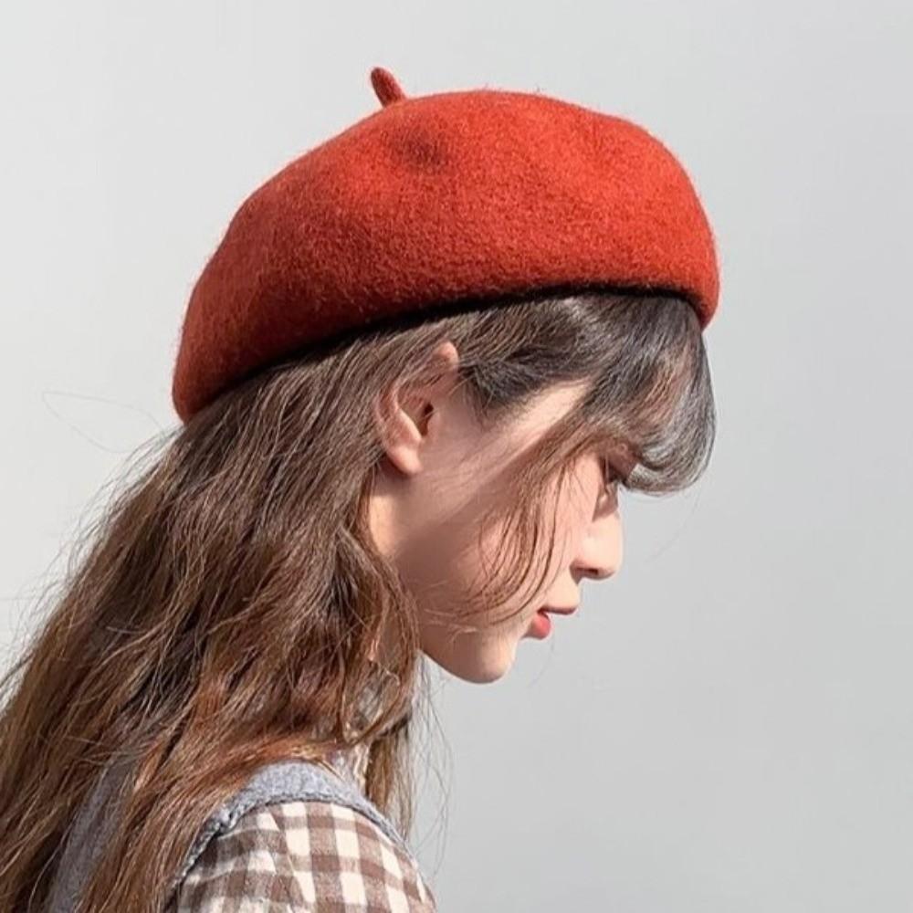 Plush Women Wool Berets Cloud British Beanie Hat Vintage Artist Hat Winter