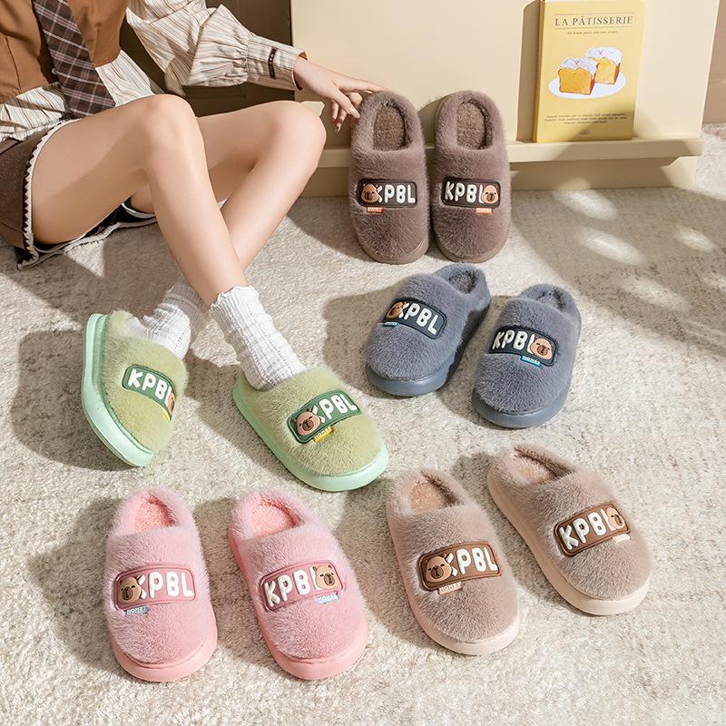 Cartoon Large-standard Cotton Shoes, Autumn and Winter Leisure Home Velvet EVA Soles, Couples Indoor Warm Cotton Slippers
