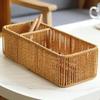 Sturdy Handwoven Storage Box Divided Sections Living Room Desktop Organization