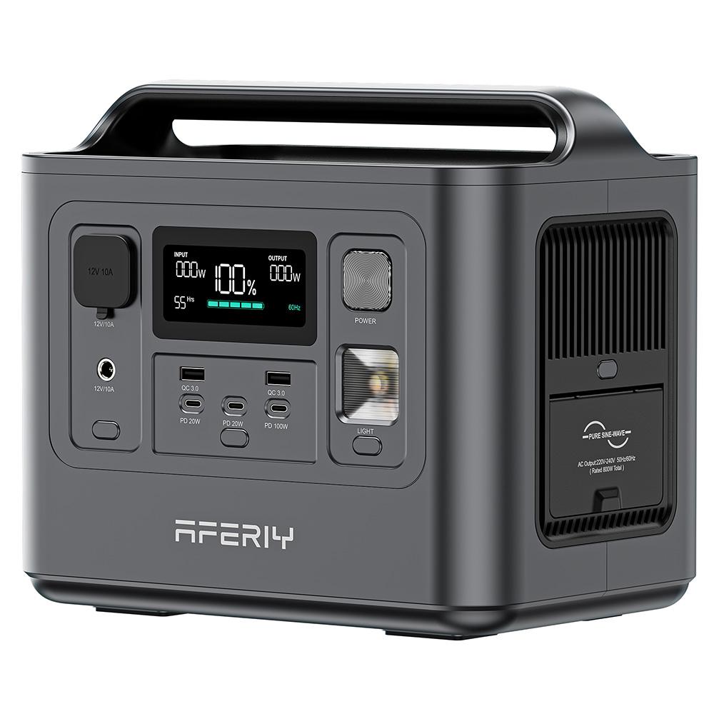 AFERIY P010 Przenośna stacja zasilania, 800W 512Wh Generator zewnętrzny, 8 wyjść, Pełne ładowanie 1,5H, Bateria LiFePO₄ 3500+ cykli - Wtyczka EU