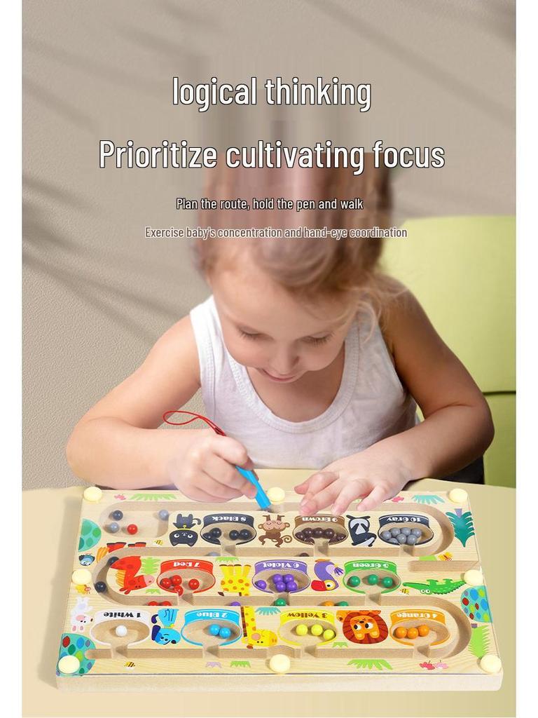 Magnetic Number Maze: Wooden Toy for Preschool Pen Control and Logical Thinking