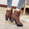 Retro Women's Boots 2025 New Square Heel Woman High Heel Shoe Female Rubber Ankle Boots Platform Short Boots Zapatillas Mujer