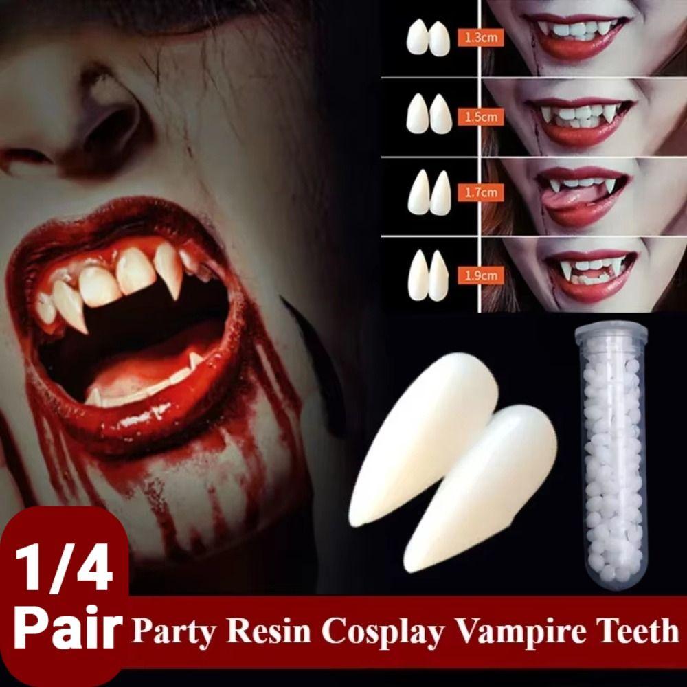 1/4Pair Realistic Teeth Halloween Fangs Resin Cosplay Fake Teeth False Teeth Cosplay Costume
