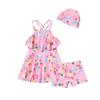 ASK JUNIOR Girls' Two-Piece Swimsuit Set with Cap